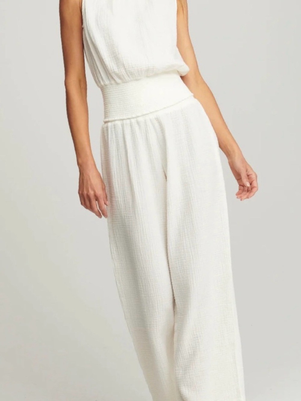 SUNDAYS White Cotton Gauze Flow Pants